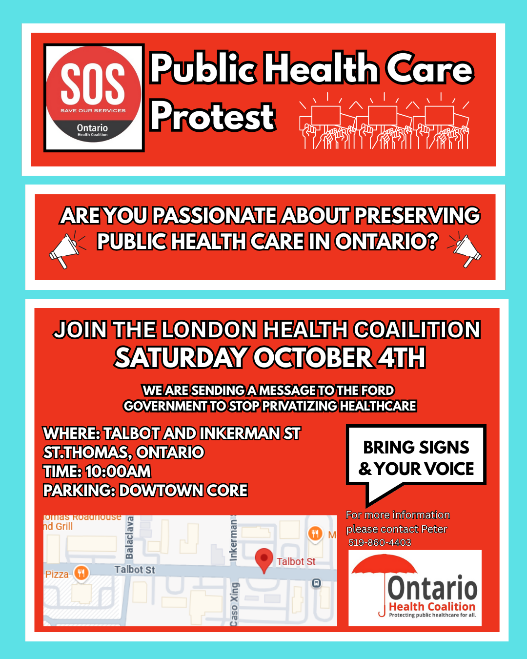Public Health Care Protest St. Thomas October 4
